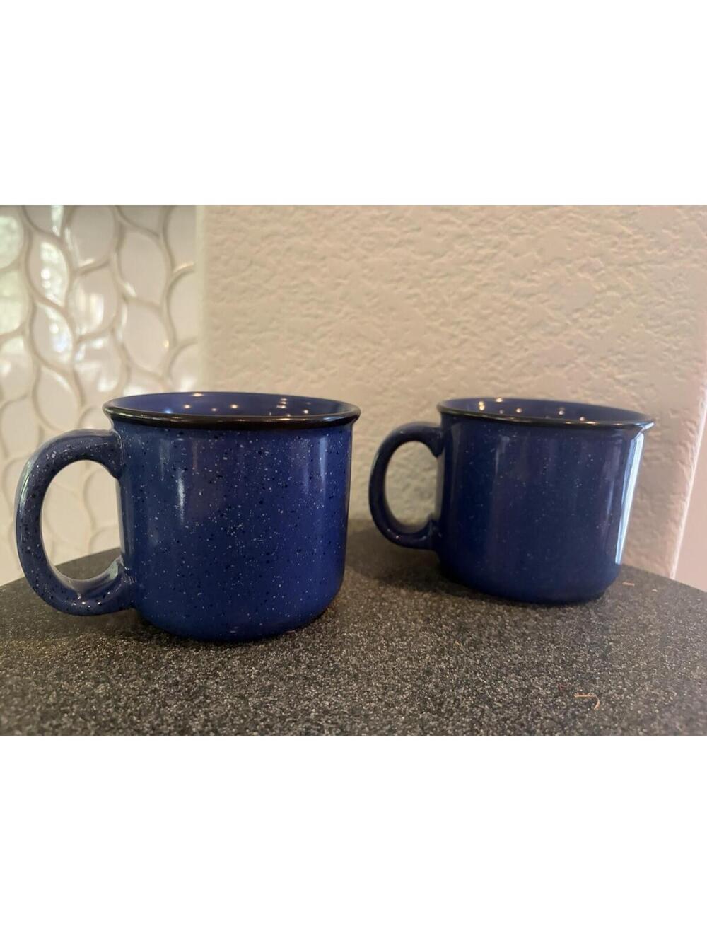 Set Of 2Marlboro Unlimited Blue Mug Speckled Stoneware Coffee Soup Chili EUC